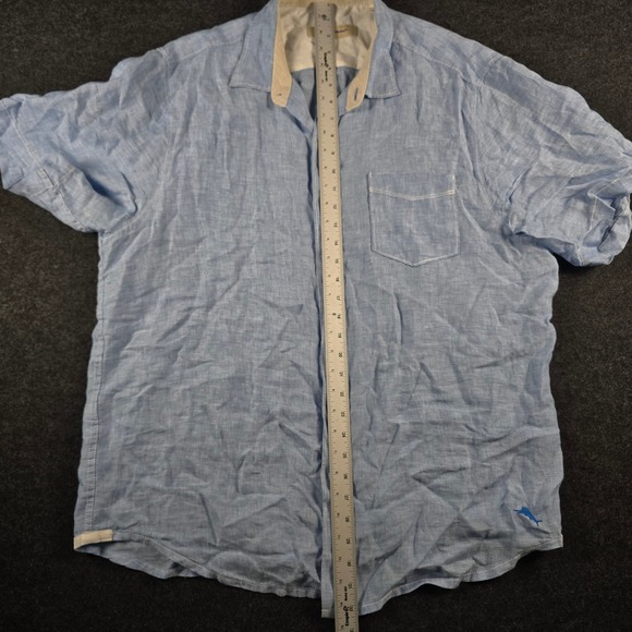 Tommy Bahama Mens Blue Linen Short Sleeve Button Down Shirt Breathable Size L - Picture 6 of 12